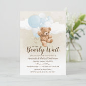 Wachttijd neutraal, blauw en wit Baby shower Kaart (Staand voorkant)