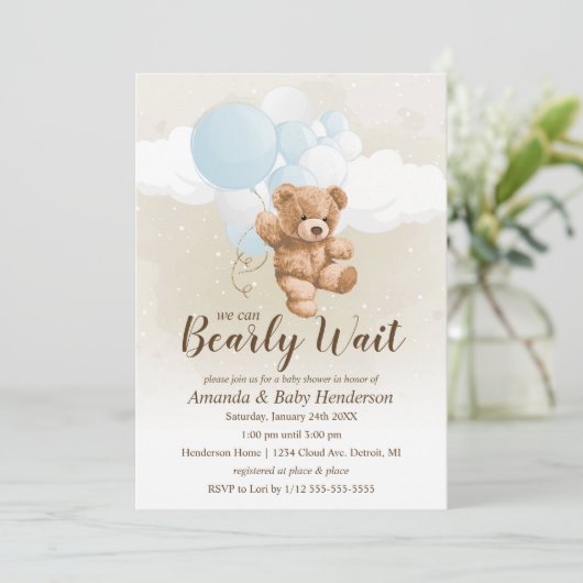 Wachttijd neutraal, blauw en wit Baby shower Kaart (Staand voorkant)