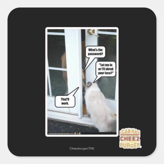 Wachtwoord alstublieft vierkante sticker (Voorkant)