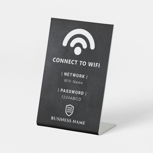Wachtwoord voor WiFi-netwerk Reclamebord Met Voetstuk (Voorkant)