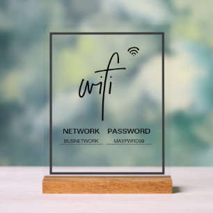 Wachtwoord voor WiFi-netwerk Vrijstaand acrylteken Acryl Bord