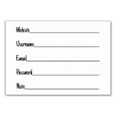 Wachtwoordhouder Notitie Kaart (Achterkant)