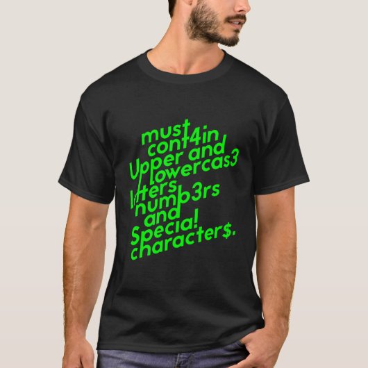 Wachtwoordvereisten T-shirt (Voorkant)