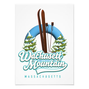 Wachusett Mountain Massachusetts ski logo Foto Afdruk