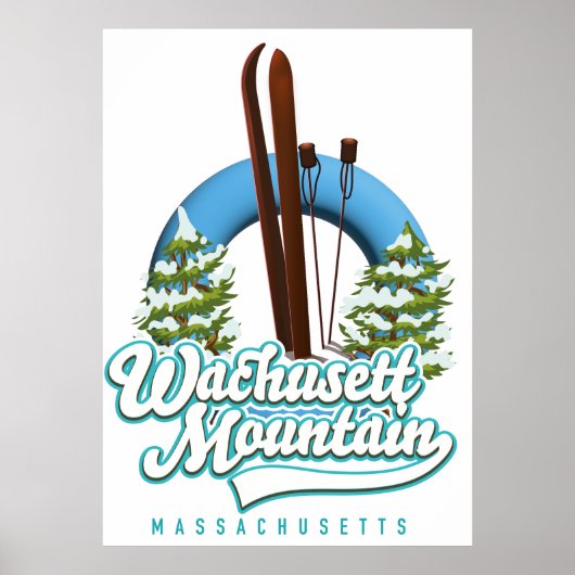 Wachusett Mountain Massachusetts ski logo Poster (Voorkant)