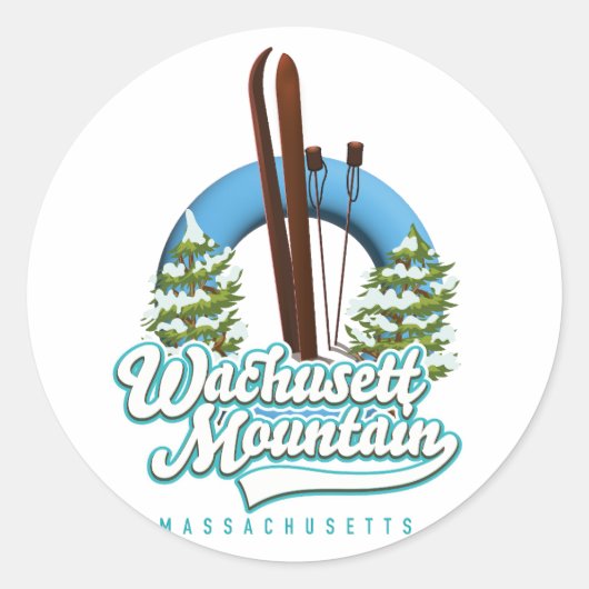 Wachusett Mountain Massachusetts ski logo Ronde Sticker (Voorkant)