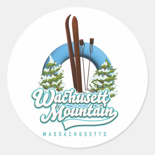 Wachusett Mountain Massachusetts ski logo Ronde Sticker (Voorkant)