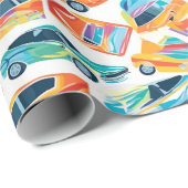 Wack Muscle Car Patroon Cadeaupapier (Rol Hoek)