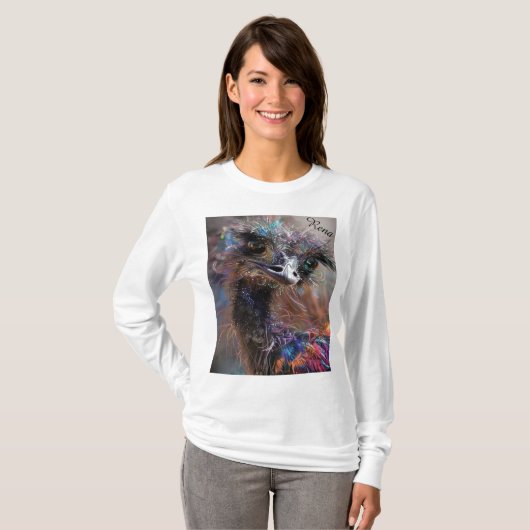 Wackadoodle Ostrich Personalized Back  T-shirt (Voorkant volledig)