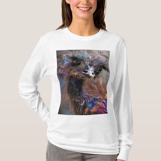 Wackadoodle Struisvogel Persoonlijk Achter  T-shirt (Voorkant)