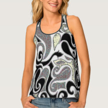 Wackige Retro Swirl-Waterverf Doodle Black & White