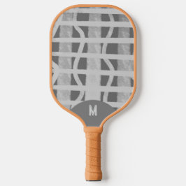 Wacky Boho Gray Monotone Painted Monogramed Pickleball Paddle