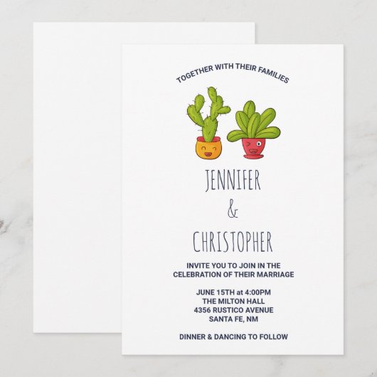 Wacky cactus paar grappige bruiloft kaart (Voorkant / Achterkant)