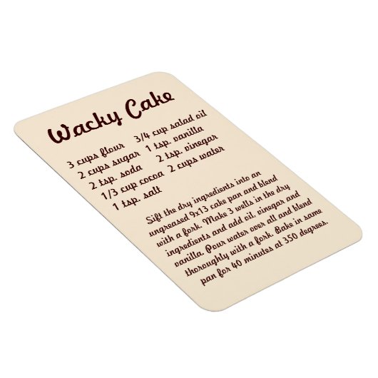 Wacky Cake Recipe Fridge Magnet Magneet (Rechterzijde)