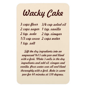 Wacky Cake Recipe Fridge Magnet Magneet