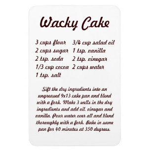 Wacky Cake Recipe Fridge Magnet Magneet
