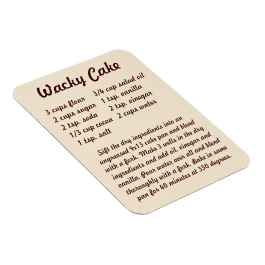 Wacky Cake Recipe Fridge Magnet Magneet (Rechterzijde)