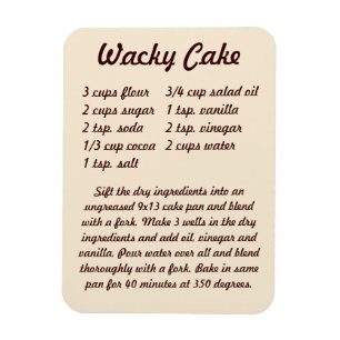 Wacky Cake Recipe Fridge Magnet Magneet