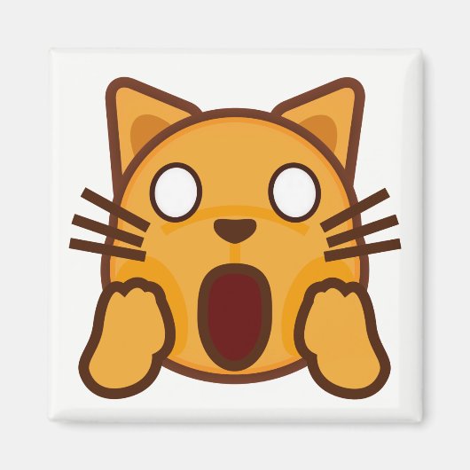 Wacky Cat Face Emoji Magneet (Voorkant)