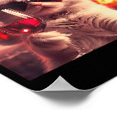 Wacky Cat Holding Wine Selfi With Fire Funny Sungl Poster (Hoek)