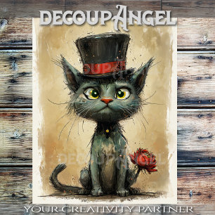Wacky Cat in Pet - decoupage - Tissuepapier