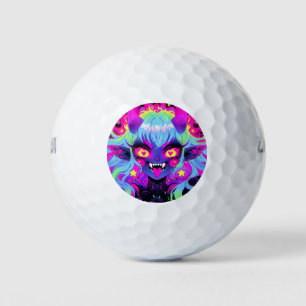 Wacky demon elf anime meisje tong uit golfballen