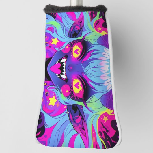 Wacky demon elf anime meisje tong uit golfheadcover (Draai 90)