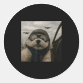 Wacky Dog Funny Dog Selfie Lot Jet Fighter Airplan Ronde Sticker (Voorkant)