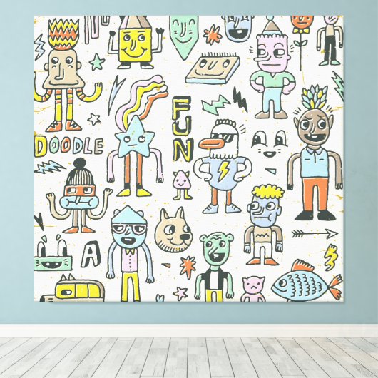 Wacky Doodles:  tekenset Canvas Afdruk (Insitu (Houten vloer))