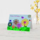 'Wacky Flowers'-Kaart Kaart (Gele Bloem)