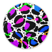 Wacky Leopard Vibrant Quirky Deurknobbels Keramische Knop (Voorkant)