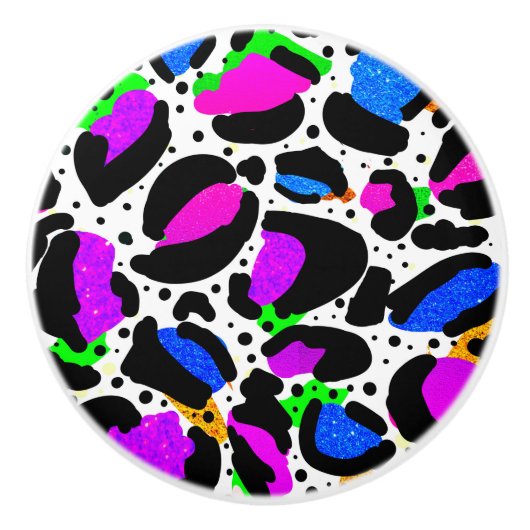 Wacky Leopard Vibrant Quirky Deurknobbels Keramische Knop (Voorkant)
