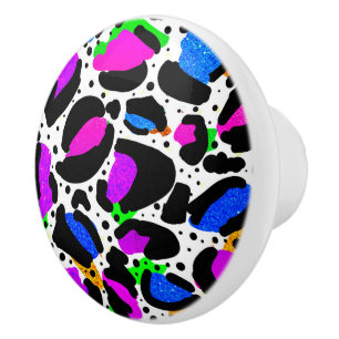 Wacky Leopard Vibrant Quirky Deurknobbels Keramische Knop
