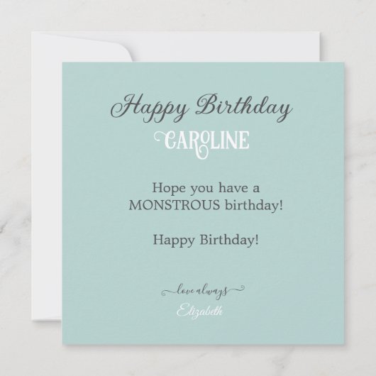 WACKY MONSTERS VERSIERD KINDEREN VERJAARDAGSTAART KAART (Achterkant)