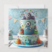 WACKY MONSTERS VERSIERD KINDEREN VERJAARDAGSTAART KAART (Voorkant)