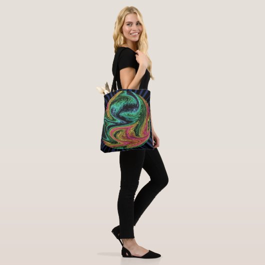 Wacky Neon Marble Graphic Tote Bag (Op model)