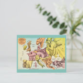 Wacky Old Europe Map Postcard Briefkaart (Staand voorkant)
