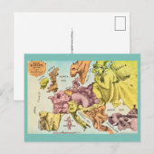Wacky Old Europe Map Postcard Briefkaart (Voorkant / Achterkant)