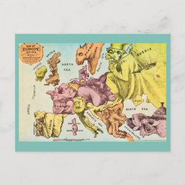 Wacky Old Europe Map Postcard Briefkaart