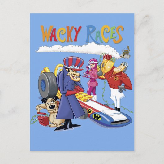 Wacky Races 60s 70s 90s 80s Cartoon Scifi Retro Briefkaart (Voorkant)