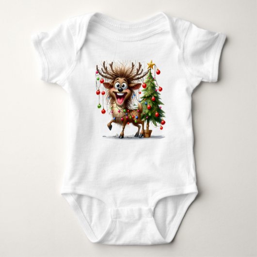 Wacky Reindeer Baby Bodysuit (Voorkant)