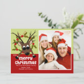 Wacky Reindeer Fun-kerstkaart Feestdagenkaart (Staand voorkant)