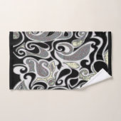 Wacky Retro Abstracte Swirl in zwart en wit Bad Handdoek (Handdoek)