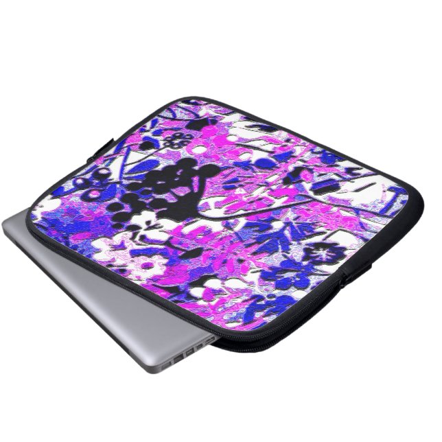 Wacky Retro Floral Laptop Sleeve (Voorkant onderkant)