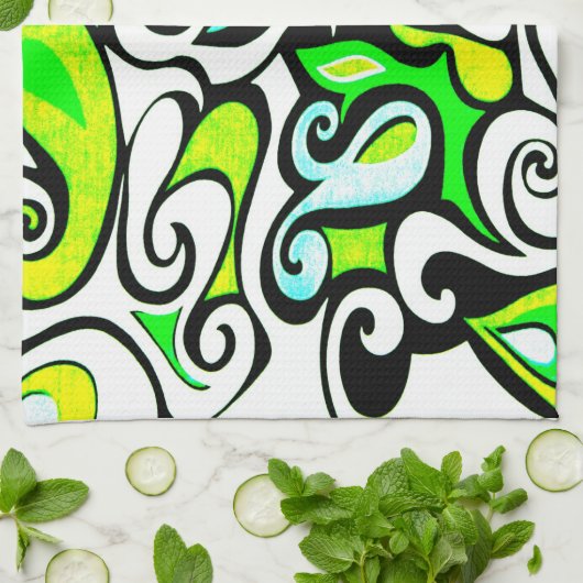 Wacky Retro Swirl 3 Theedoek (Gevouwen)