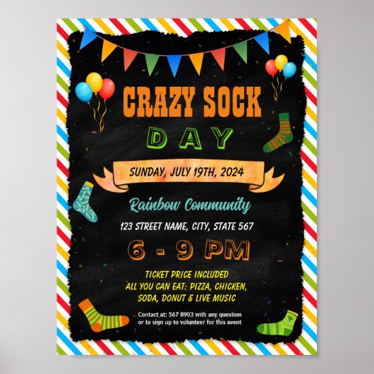 Wacky Sokken Dag flyer poster sjabloon (Voorkant)