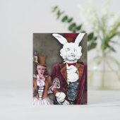 Wacky Wierd Steampunk Alice and Rabbit Briefkaart (Staand voorkant)
