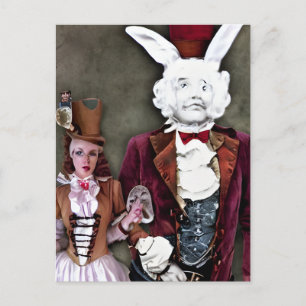 Wacky Wierd Steampunk Alice and Rabbit Briefkaart