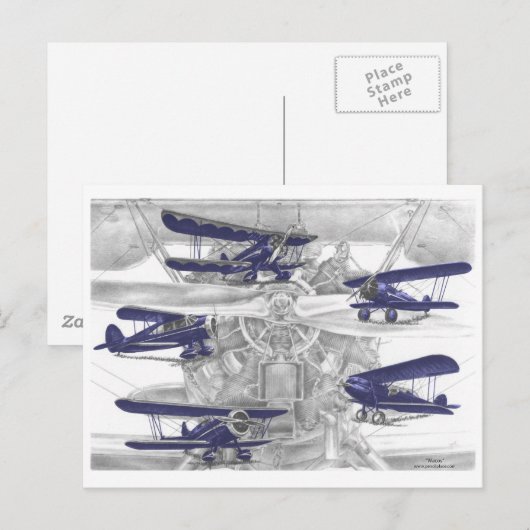 Waco Biplane Briefkaart (Voorkant / Achterkant)