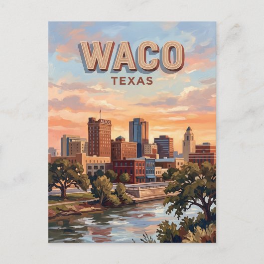Waco Skyline Texas Briefkaart (Voorkant)
